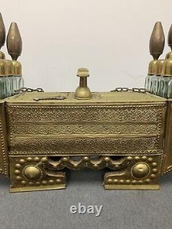 Antique Vintage Ottoman Istanbul Shoe Shine Box Brass With Polish Containers/