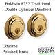Baldwin 8232 Traditional Double Cylinder Deadbolt Lifetime Polished Brass