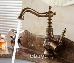 Basin Faucets Antique Brass Bathroom Faucet Basin Carving Tap Rotate. EA-NARC-42