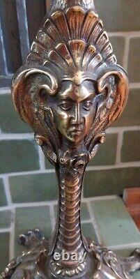 Beautiful Antique Polished Brass Floor Lamp Gothic Renaissance Revival