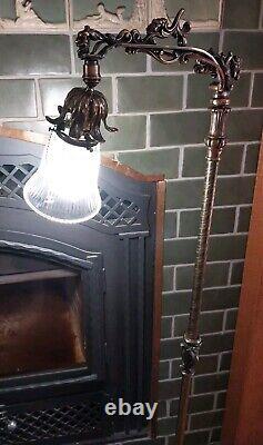 Beautiful Antique Polished Brass Floor Lamp Gothic Renaissance Revival