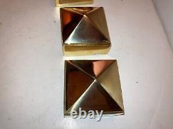 Brass Bed Parts, 4 Polished 2 Square Cast Brass Pyramid Post Caps