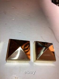 Brass Bed Parts, 4 Polished 2 Square Cast Brass Pyramid Post Caps
