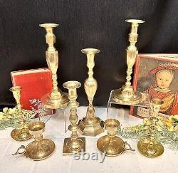 Brass Candlesticks Vintage Taper Candle Holders Wedding Centerpiece Set of 8
