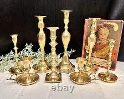 Brass Candlesticks Vintage Taper Candle Holders Wedding Centerpiece Set of 8