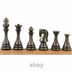 Brass Chess Pieces Set Russian Zagreb Vintage 4.4 Silver & Antique Polish