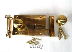 Brass Colonial Rim Lock RIGHT Hand Surface Mount Antique Replica