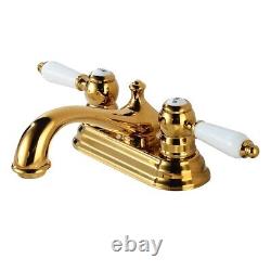 Brass Polished Centerset Bathroom Sink Faucet 4 L Brass Lux Belle Style