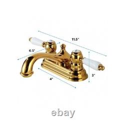 Brass Polished Centerset Bathroom Sink Faucet 4 L Brass Lux Belle Style