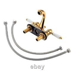 Brass Polished Centerset Bathroom Sink Faucet 4 L Brass Lux Belle Style