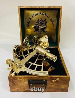 Brass Sextant fully functional & polished with antique finish With Wooden Box