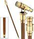 Brass Walking Stick Vintage Handle Victorian Telescope Wooden Walking Stick Cane