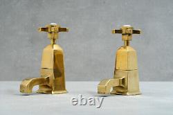 Brass basin taps art deco faucet vintage polished brass MADE IN UK