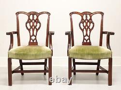 CRAFTIQUE Mahogany Chippendale Style Straight Leg Dining Armchairs Pair