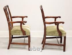 CRAFTIQUE Mahogany Chippendale Style Straight Leg Dining Armchairs Pair
