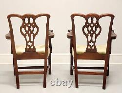 CRAFTIQUE Mahogany Chippendale Style Straight Leg Dining Armchairs Pair