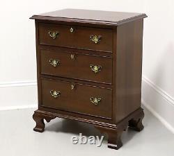 CRAFTIQUE Solid Mahogany Chippendale Style Three-Drawer Nightstand with Ogee Fee