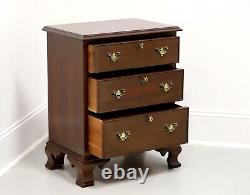 CRAFTIQUE Solid Mahogany Chippendale Style Three-Drawer Nightstand with Ogee Fee