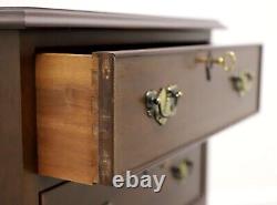 CRAFTIQUE Solid Mahogany Chippendale Style Three-Drawer Nightstand with Ogee Fee