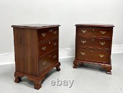 CRAFTIQUE Solid Mahogany Chippendale Style Three-Drawer Nightstands Pair