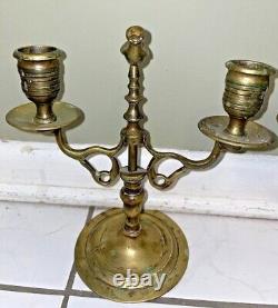 Candelabras Polish 19th Century Antique Brass Rare Bird Design Judaica Jewish