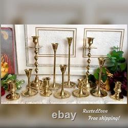 Candle holders 11 Brass Polished Vintage Party / Wedding / Holiday candlesticks