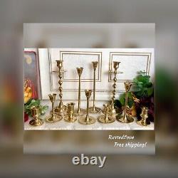 Candle holders 11 Brass Polished Vintage Party / Wedding / Holiday candlesticks
