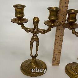 Candleholders Shabbath Brass Poland Rare Antique