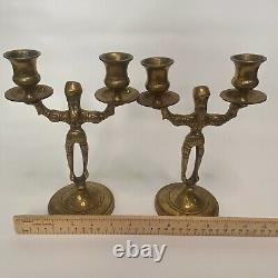 Candleholders Shabbath Brass Poland Rare Antique