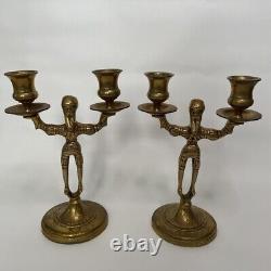 Candleholders Shabbath Brass Poland Rare Antique