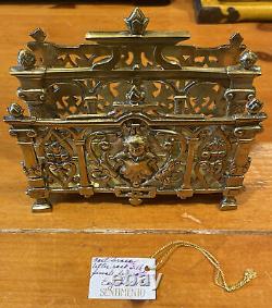 Cast Brass Antique Letter Rack- England c. 1900 ornate polished holder vintage