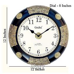 Craftel 12 Inch Antique Brass Fitted Black Polished Decorative Wall Clock