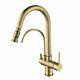 Deck Mounted Kitchen Faucet Pull Out Hot Cold Water Filter Tap Three Ways Mixer