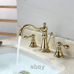 Derengge Gold Finish Bathroom Faucet 8 Inch Standard, Polished Brass