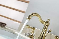 Derengge Gold Finish Bathroom Faucet 8 Inch Standard, Polished Brass