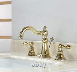 Derengge Gold Finish Bathroom Faucet 8 Inch Standard, Polished Brass