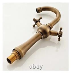Double Handles Antique Brass Faucets Bathroom Basin Brass Sink Faucet. EA-NARC-33