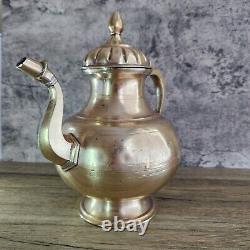 EXTRA LARGE 11 Antique Heavy Brass Tea Coffee Pot RESTORED and Polished