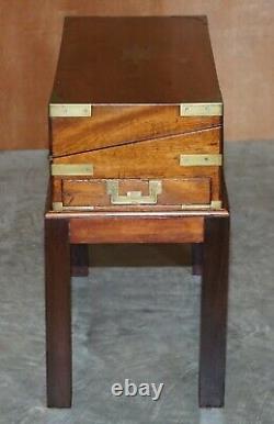 Exquisite Victorian Mahogany Military Campaign Writing Slope Desk & Later Stand