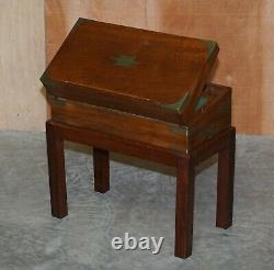 Exquisite Victorian Mahogany Military Campaign Writing Slope Desk & Later Stand