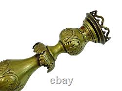 FINE ANTIQUE RUSSIAN / POLISH BRASS CANDLESTICKS JUDAICA SABBATH Fraget WARSAW