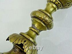 FINE ANTIQUE RUSSIAN / POLISH BRASS CANDLESTICKS JUDAICA SABBATH Fraget WARSAW