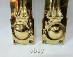 Fine pair of 16 antique Art Nouveau polished brass door handles / pulls, c. 1900