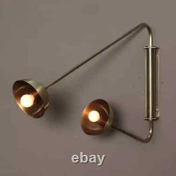 Float Two Arm Wall Sconce Brass Dome Antique Style Swing Wall Lamp Light Fixture