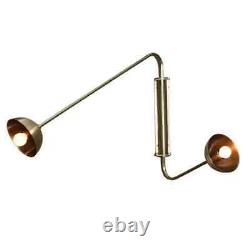 Float Two Arm Wall Sconce Brass Dome Antique Style Swing Wall Lamp Light Fixture