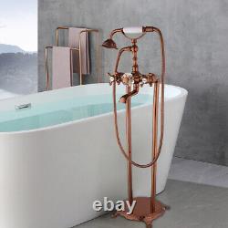 Free standing Bathtub Faucet Clawfoot Tub Mixer Dual cross Knobs Taps Handheld