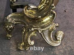 French Chenets Polished Brass