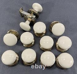 GAINSBOROUGH White Porcelain & Gold Tone Brass DOOR KNOBS Lot of 12 & Parts