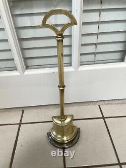 Genuine Antique Victorian Brass With Polished Steel Base Door Stop Door Porter