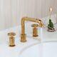Gold Brass Retro 8 Inch Wide Spread Cottage Bathroom Faucet